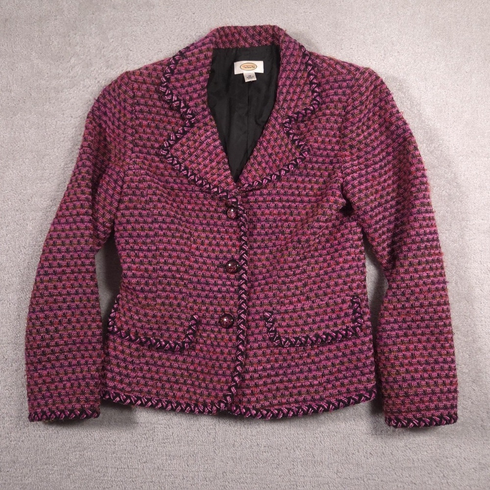Talbots Pink & Black Tweed Knit Blazer